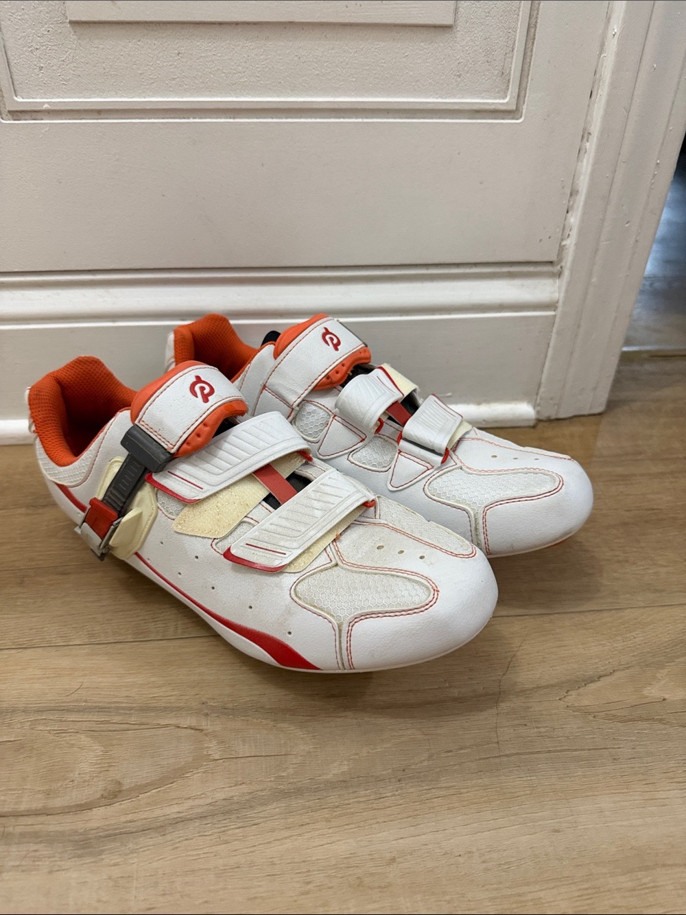 Peloton cycling shoes white/orange men’s size 11